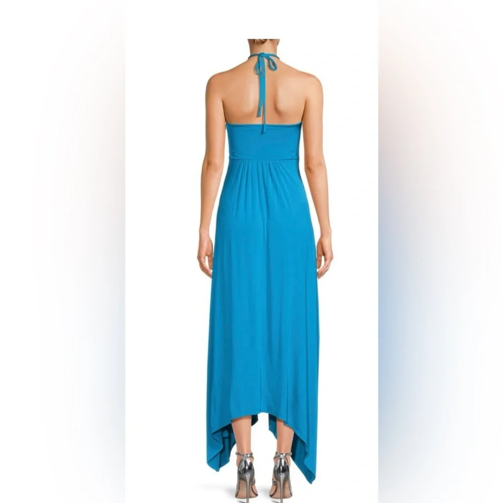 🩵 NWT Ramy Brook lagoon blue Samba halter keyhole dress size 14/XL $465 - Picture 2 of 13